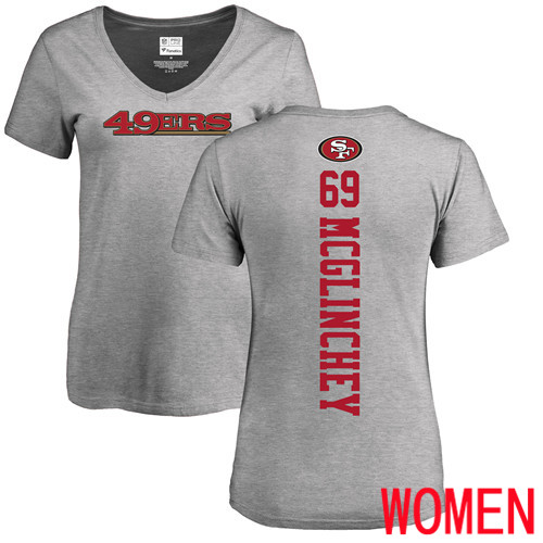 San Francisco 49ers Ash Women Mike McGlinchey Backer #69 NFL T Shirt